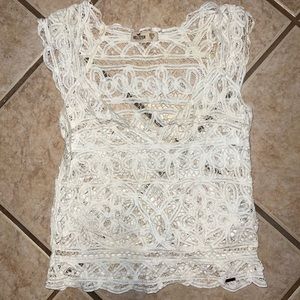 Crochet boho Hollister white top